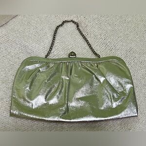 Admiral Vintage purse/bag. Silver Lame. Unique clasp. Deep blue fabric inside.
